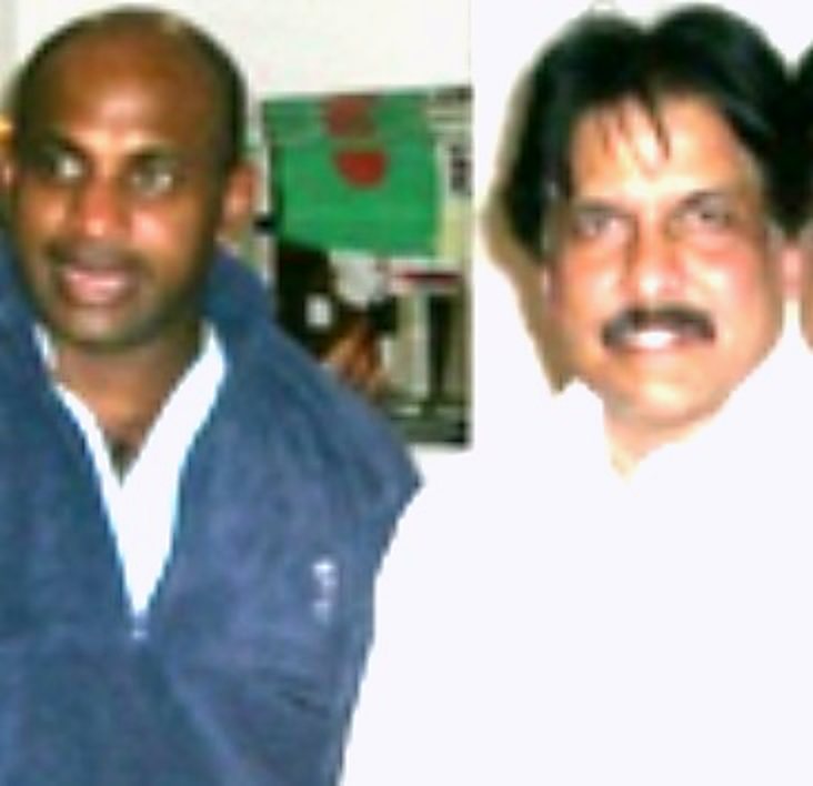 Sri Lankan cricketer Sanath Jayasuriya photographed with Sabbir Hossain at The Balti House
